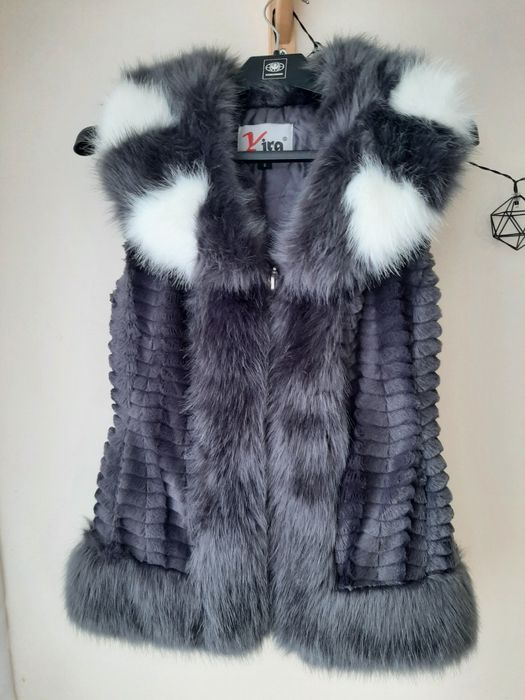 bezrekawnik/ kamizelka z kożuchem S