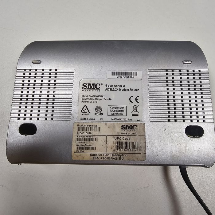 Old Router + Modem
Brand SMC
4-Port Wireless G64553044333441123