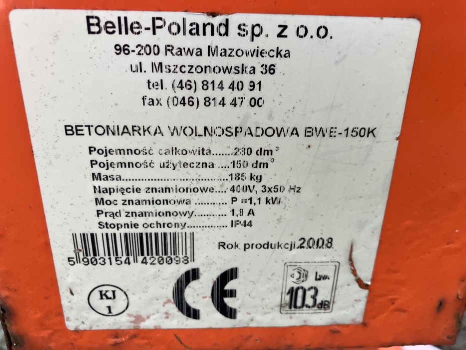 Betoniarka 280/150 litrów wynajem