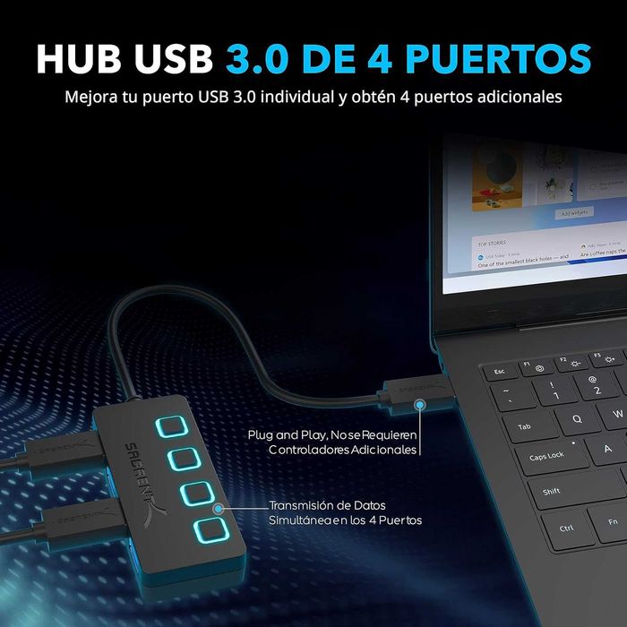 Novo Hub de 4 portas USB com interruptores USB 3.0 Gaming (negociável)64751684192514123
