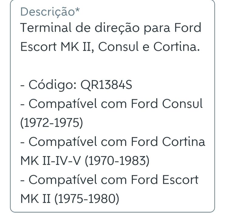 Terminal direção Ford Escort MK II