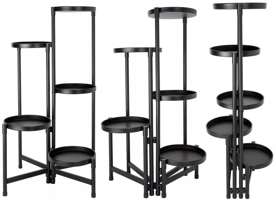 Kwietnik stojak na kwiaty rośliny METALOWY 5 półek stojący CZARNY NOWY