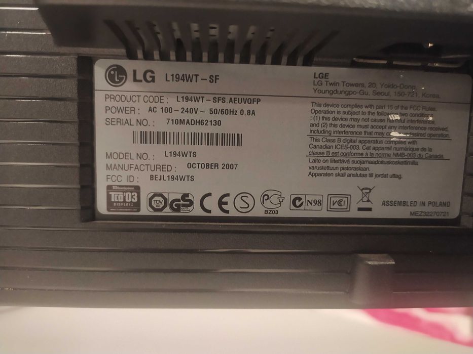 LG L194WT-SF - Monitor LCD - 19" - 1440 x 900