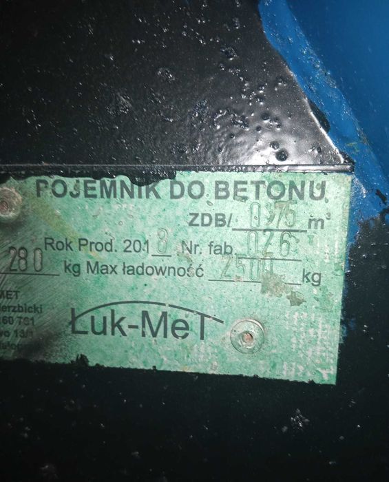 Pojemnik do betonu firmy Łuk - Met