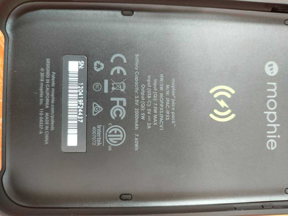 Чехол-аккумулятор Mophie Juice 2000 mAh для Iphone Х/XS Black