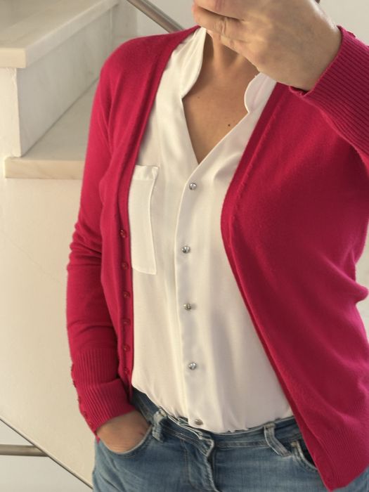 Cardigan rosa fúcsia, extensível [S]