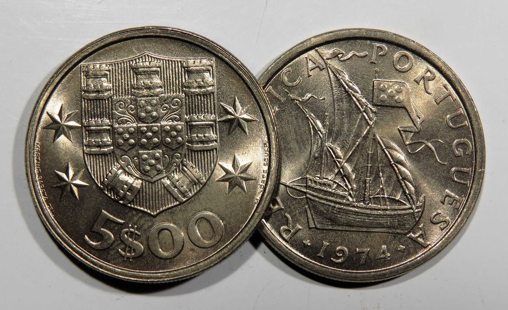 Moedas Republica - 5$ 1972, 1973 1974 e 1978 - NOVAS DE ROLO - Só 2,5€ cada