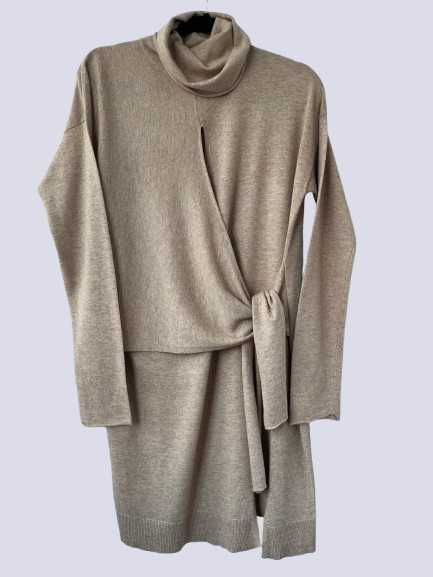 Бежевый свитер-платье с завязками женский paul costelloe/италия 46