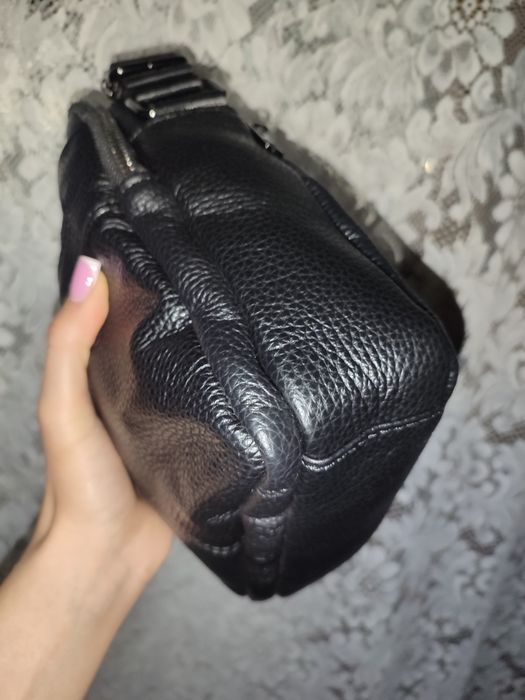 Барсетка сумка чоловіча через плече шкіряна чорна