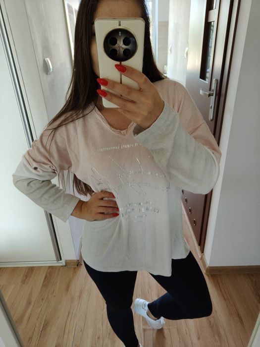 Sweter ombre uniwersalny L XL pudrowy
