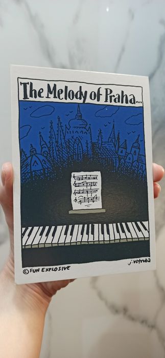 Pocztówka czeska z Czech pianino Praga
