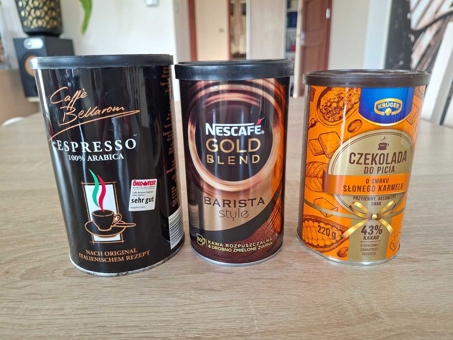 Komplet 3x metalowe puszki na kawę