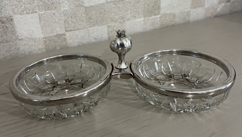 Taca cristal e  metal para aperitivos