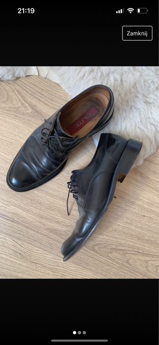 Pół buty eleganckie wyjściowe włoskie  wesele impreza 40 skórzane