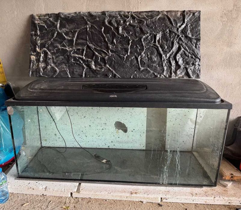 Akwarium 240L | rozmiar 120x40x50 + pokrywa + oświetlenie + tło 3D