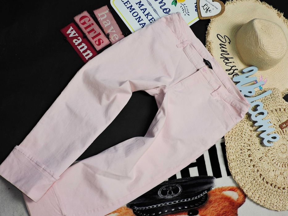 Michelle spodnie rybaczki jeans pudrowy róż r 46