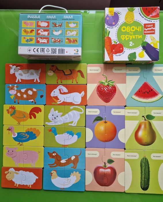 350грн за всі Vladi toys Dodo пазли 1+ Чий малюк/ Хто що їсть/ Де чий дім/ Частина та ціле/ Асоціації/ Тварини/ Овочі