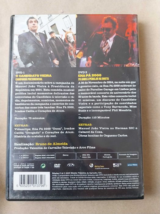 dvd duplo: “O candidato Vieira, Campanha presidencial” + “Ena Pá 2000”