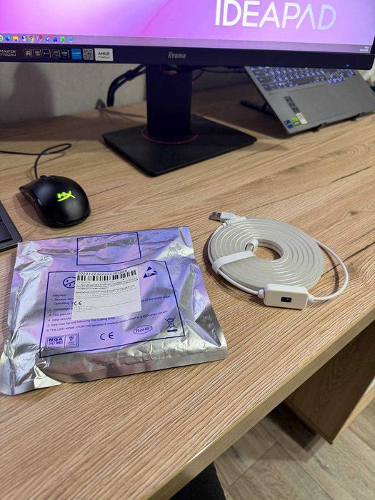 Світлодіодна 2м неонова стрічка з датчиком руху - USB (білий холодний)