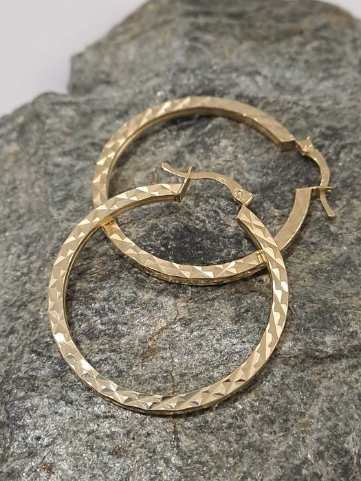 Śliczne Złote kolczyki Koła Nowe Pr.585 Średnica 3.5 cm