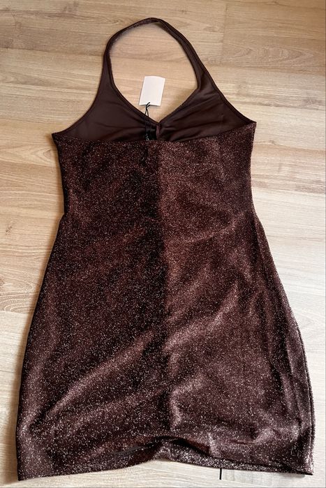 Sukienka brokatowa z drapowaniem H&M