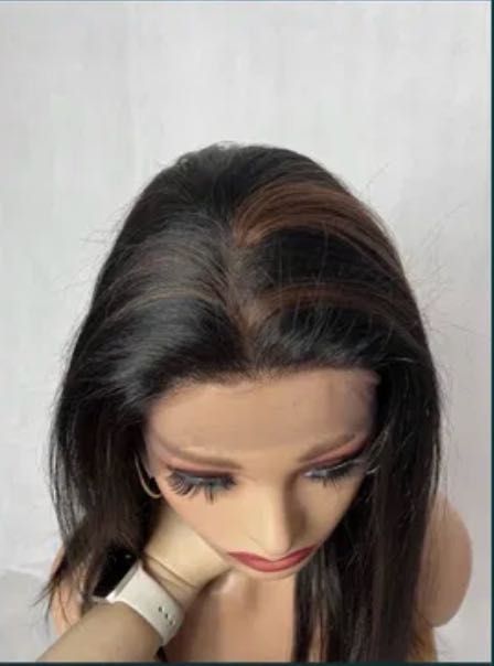 Brazowa cieniowana peruka wlosy naturalne ludzkie 100%