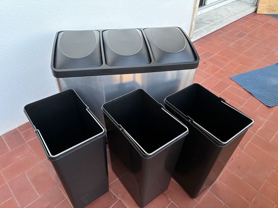 Balde do Lixo para reciclagem - 3 compartimentos de 15L