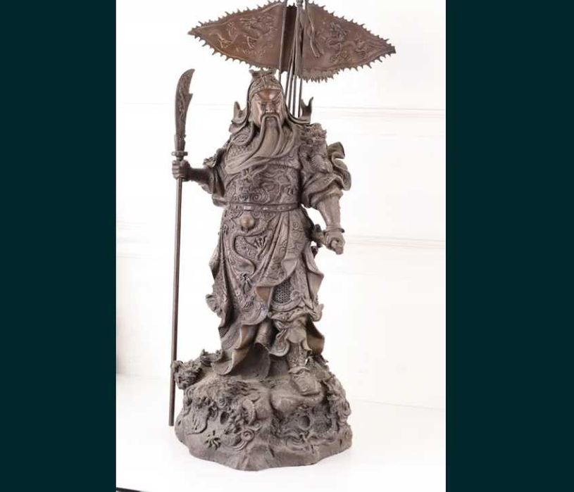 Samurai Z Brązu Duży 65 Cm Sygnowany Rzeźba Z Brązu
