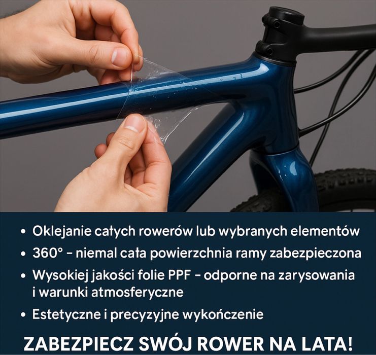 Oklejanie roweru folia ochronną PPF Oklejanie rowerów