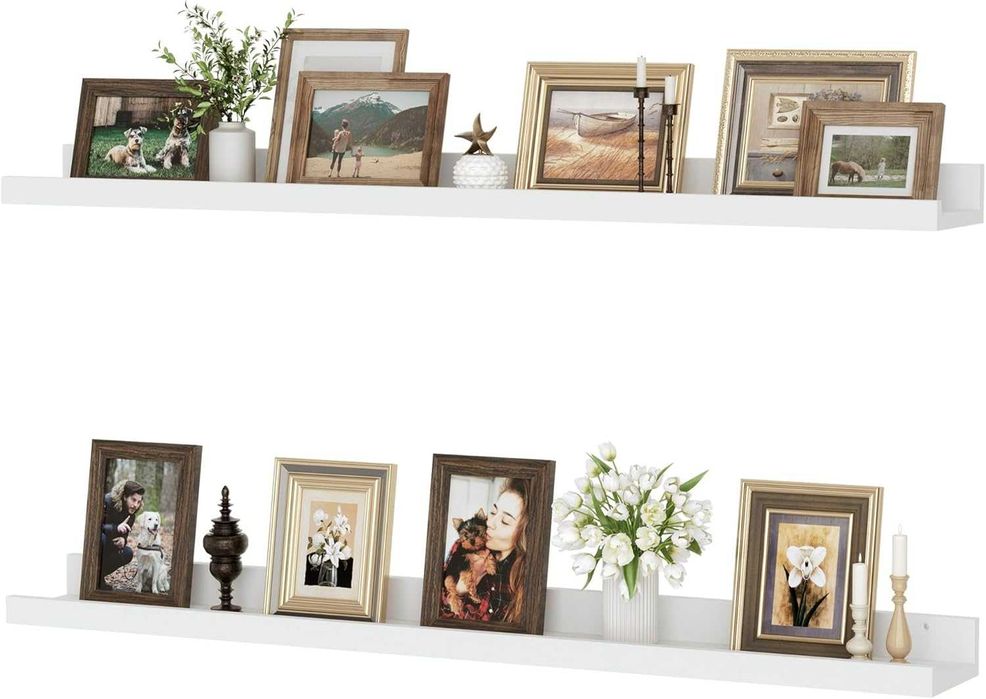 Prateleiras Flutuantes 90cm Conjunto de 2 Branco | Prateleiras de Parede para Livros, Fotos e Decoração |