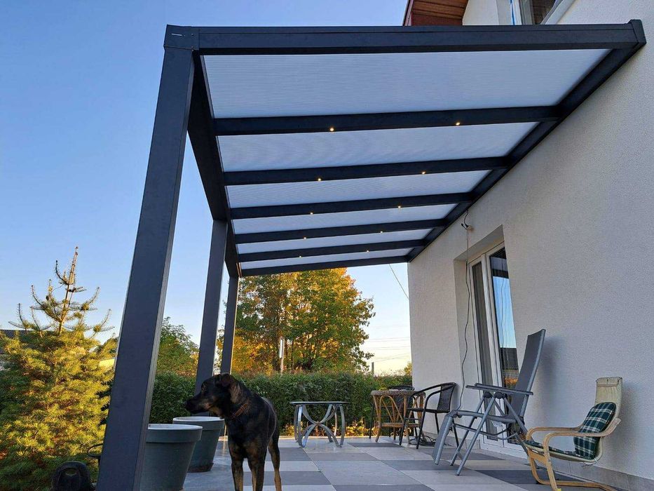 Zadaszenie tarasu, zabudowa balkonu, balustrady SZKŁO, ALUMINIUM, POLI