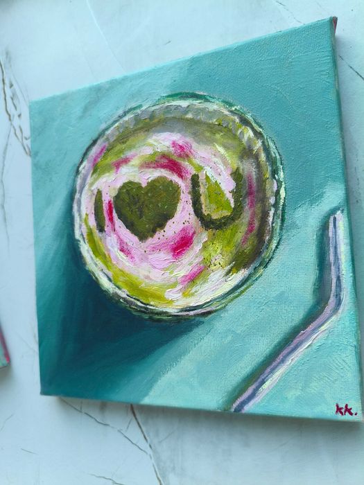 Matcha Lovers – komplet 2 obrazów 20x20 kuchnia zielona zen spokój