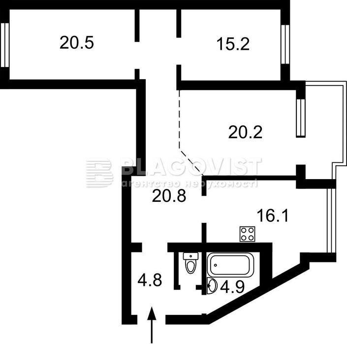 3-комнатная квартира по адресу (площадь 107,3 м²) - Atlanta.ua - фото 16