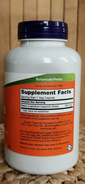 Maca 500mg kapsułki NOW
