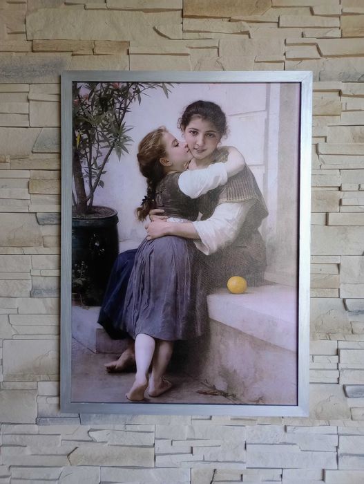 Obraz na płótnie - W. Adolphe Bouguereau, A Little Coaxing, 50x70cm