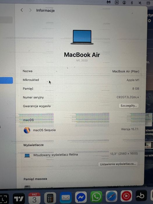 MacBook Air M1 13,3" przetarta taśma ekranu