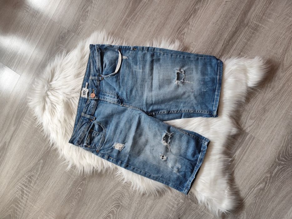 Spodnie jeansowe szorty dżinsowe przetarcia XS denim Bermudy
