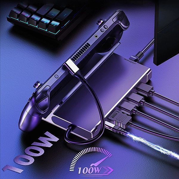 Hub Choetech M52 do Steam Deck Usb-c - Usb-c Pd/usb-a/hdmi/rj45 - szar