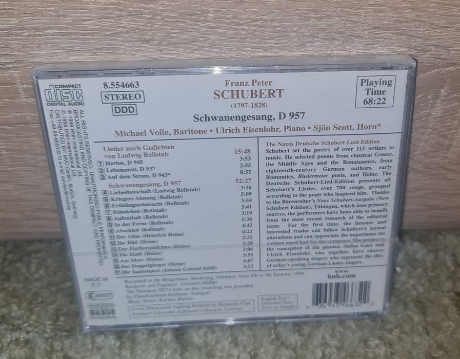 Franz Peter Schubert/ Schubert SCHWANENGESANG/ CD / FOLIA /