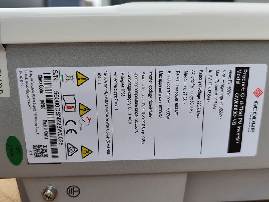Inversor goodwe 6000D- NS