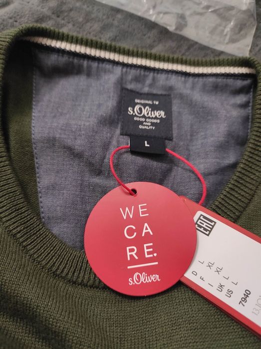 Sweter męski oliwkowy khaki s.oliver L