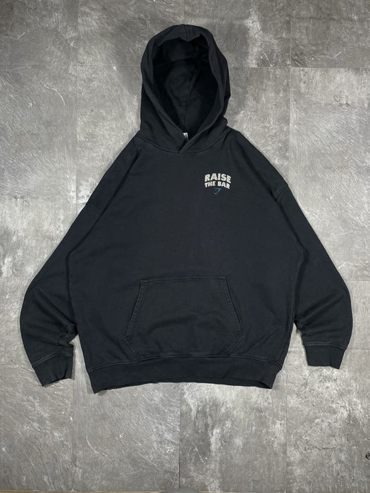 Худі кофта gymshark джимшарк оригінал чоловіча толстовка чорна з капюшоном оверсайз raise the bar xl