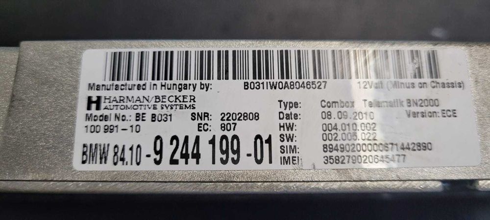 Moduł bluetooth combox BMW E87 E90 E84 E70 E71 Z4