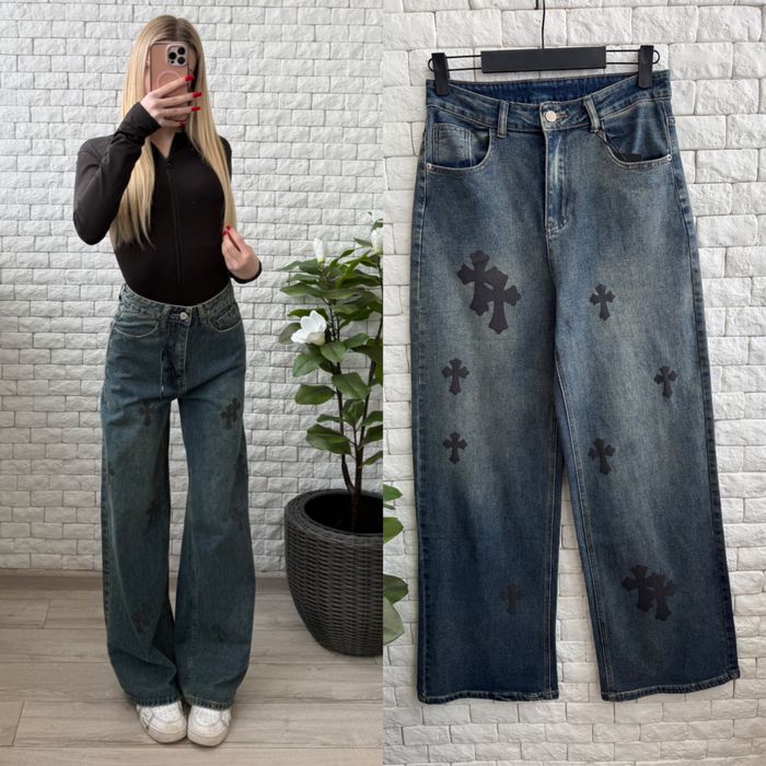 Стильні жіночі весняні джинси. Жіночі джинси палаццо. Широкі джинси