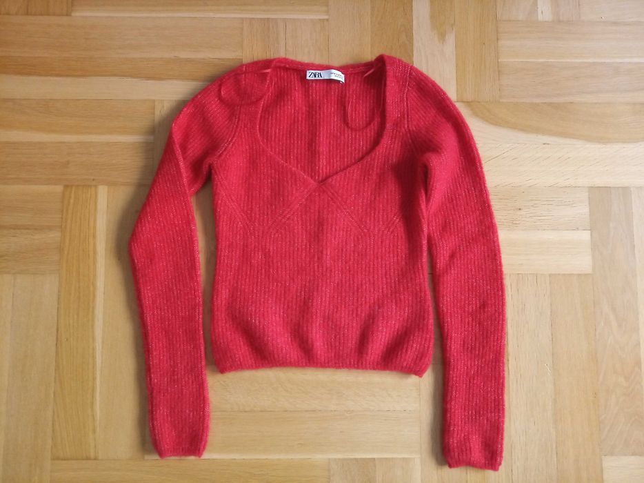 Zara czerwona alpaka wełna wool alpaca 36 sweter