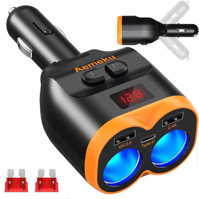 Rozdzielacz gniazda zapalniczki 12-24V 2xUSB-A 1xUSB-C QC 3.0 80W