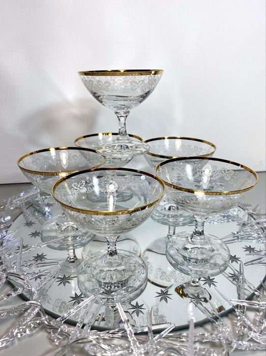 Вінтаж. Набір з 6 келихів для шампанського 50-х років.