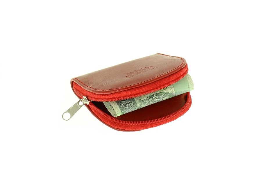 Podkówka PORTMONETKA skóra naturalna wiśniowy kolory PL