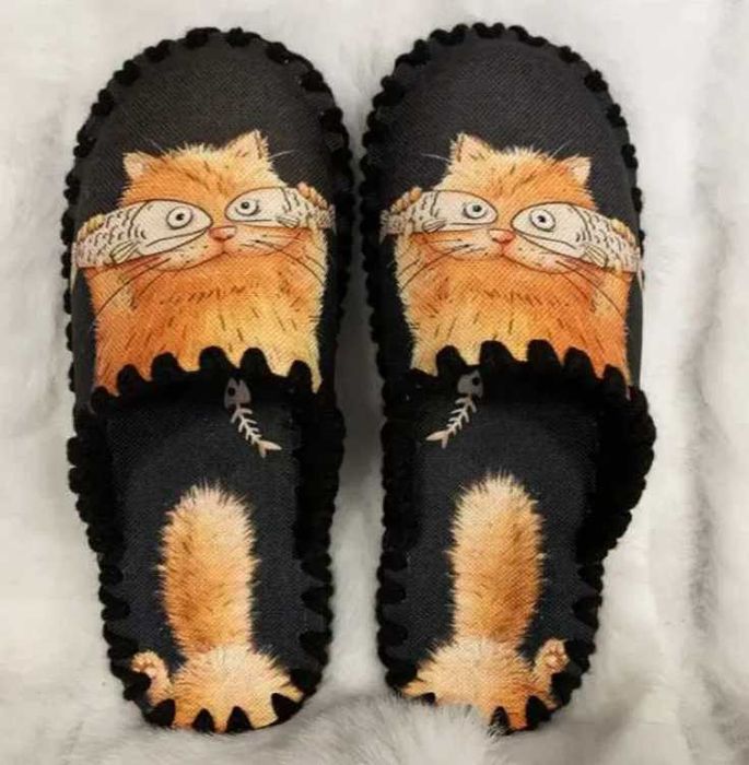 Домашні капці з принтом Кумедний Кіт