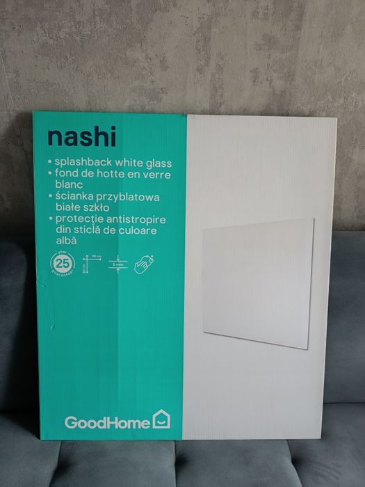 Panel kuchenny szklany goodhome nashi 90cm biały